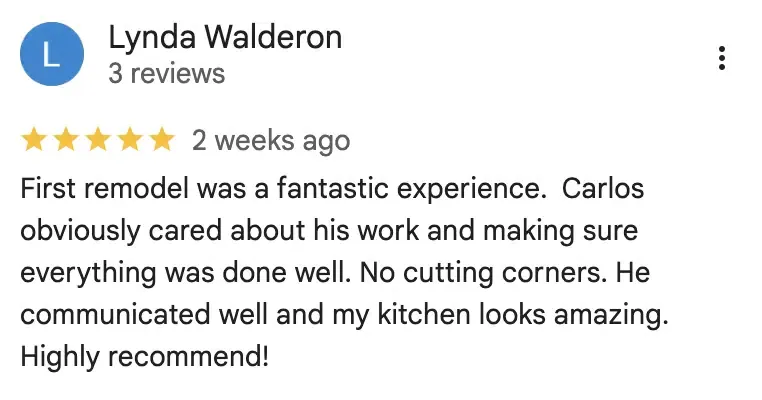 Monarca Construction & Remodeling 5-star Google review 8