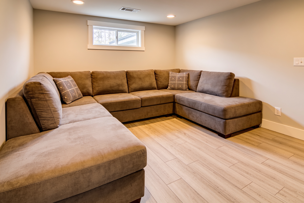 finished basement living space in Bellingham, WA